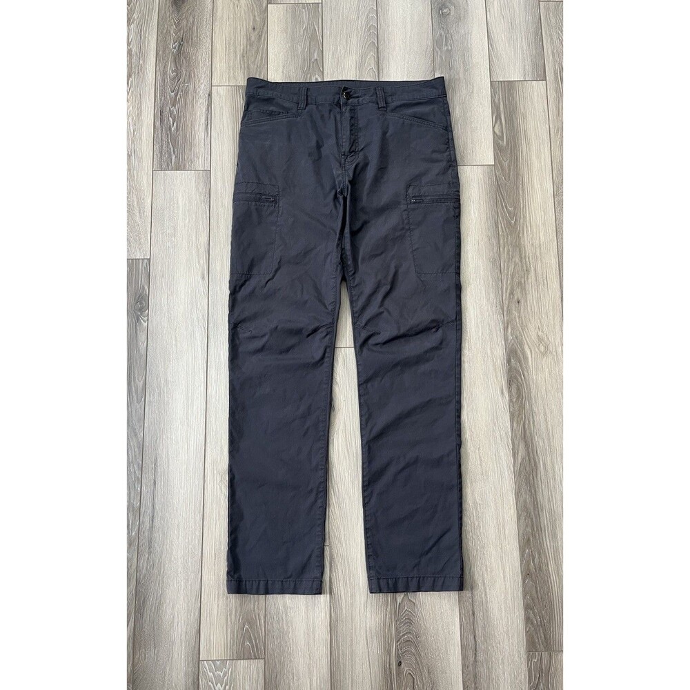 PrAna Bronson Cargo Pants Mens Sz 34x34 Grey Canvas Straight Fit Organic Cotton